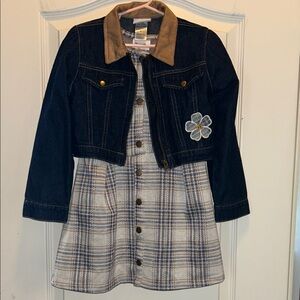 Girls Jean Jacket with Flower Patch and Dress